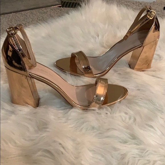 Shoes - "Bounce" Rose Gold Block Heels